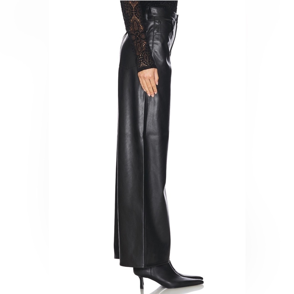 Rag & Bone Sofie Faux Leather Wide Leg High Rise Pants Dark Jeans Womens Size 26 - Picture 11 of 16